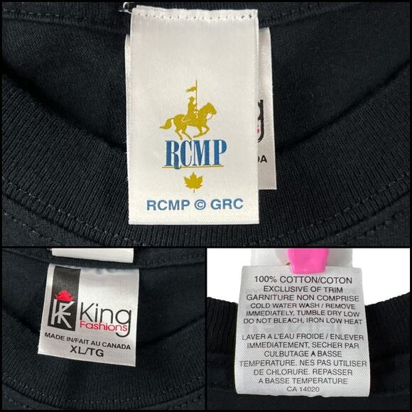 Royal Canadian Mounted Police Horse & Rider Canada Tee Shirt XL Black RCMP - Picture 6 of 11